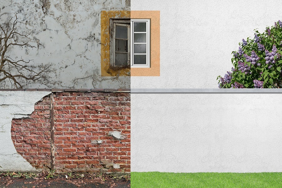 Comparison Of A Freshly Renovated Dilapidated House